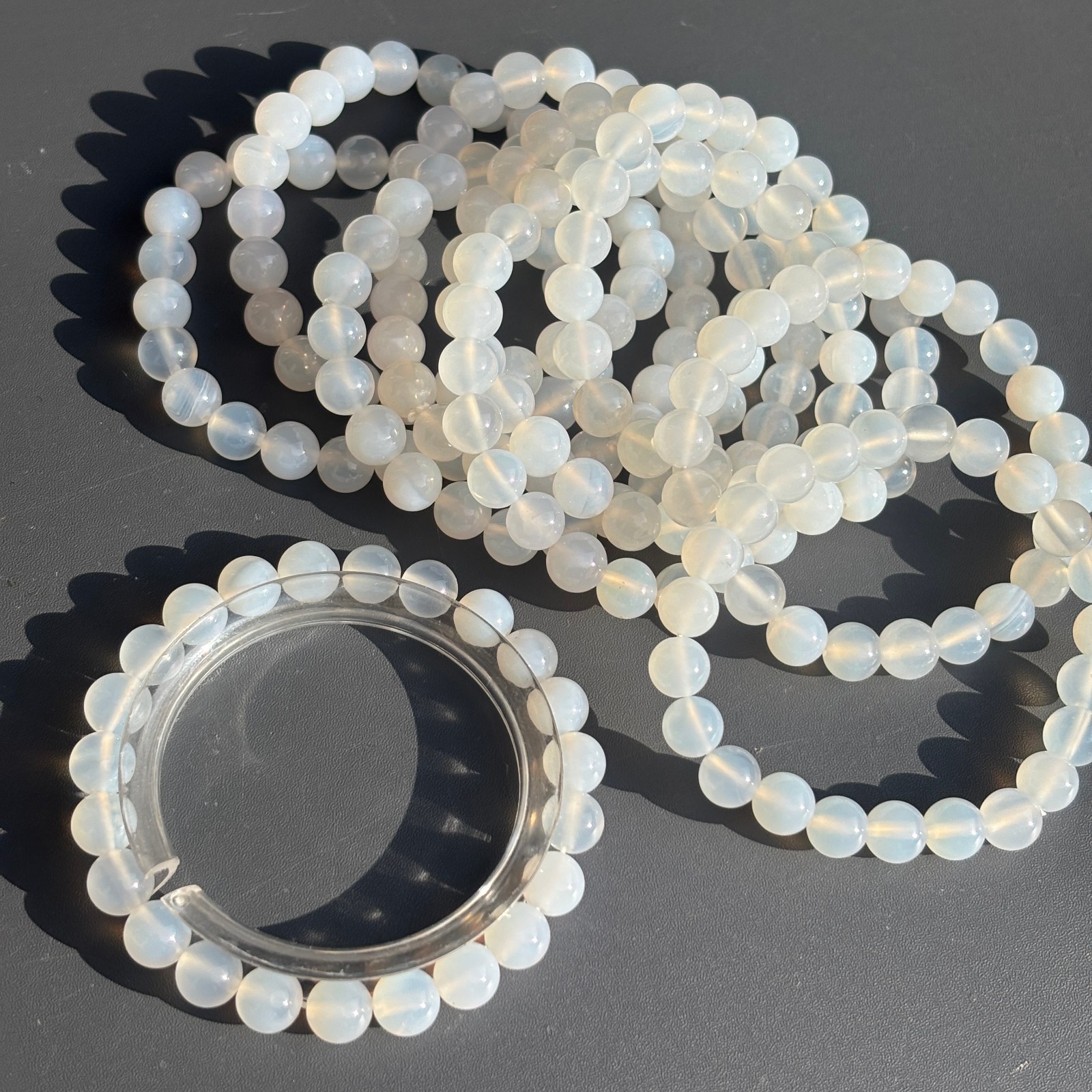 10pcs White Agate Beaded Bracelet Natural Healing Reiki Gift Unisex