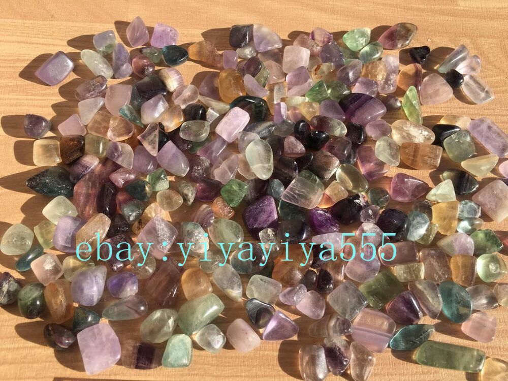 Wholesale 1 lb Tumbled Rainbow Fluorite Gemstone Crystals Gem Chips Crafts DIY