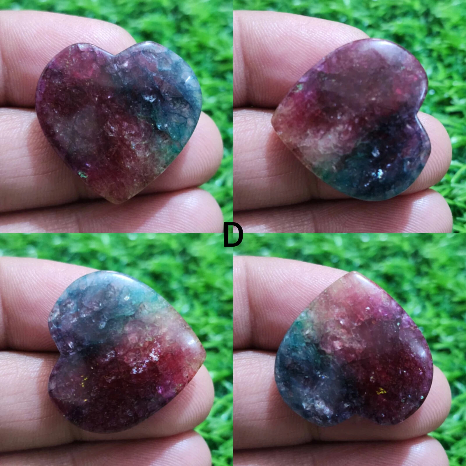 Top Rainbow Solar Quartz Heart Shape Cabochon Loose Gemstone For Making Jewelry
