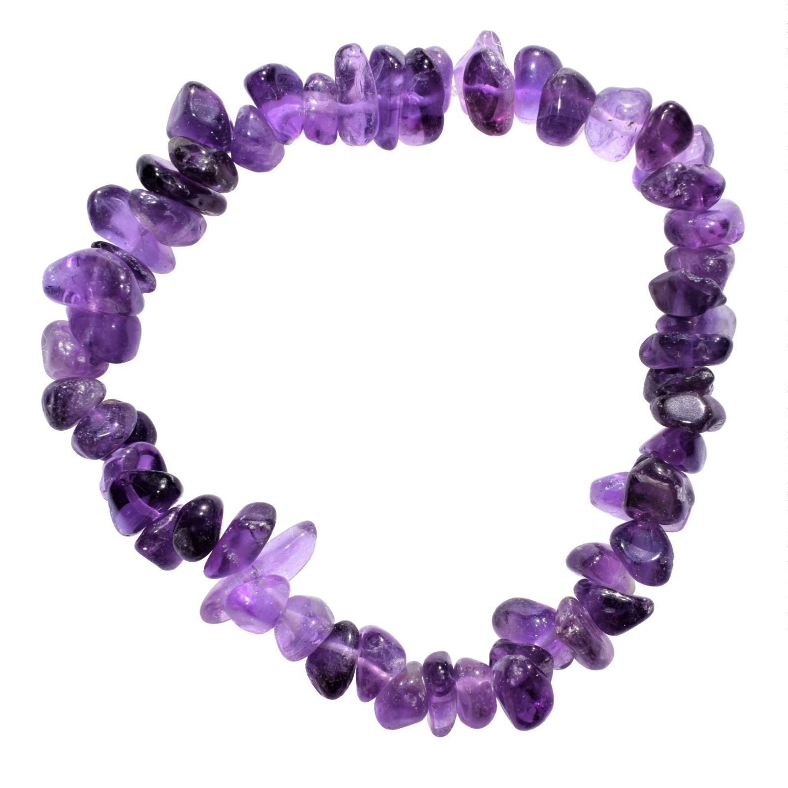 CHARGED Premium Natural (Dark) Amethyst Crystal Chip Stretchy Bracelet