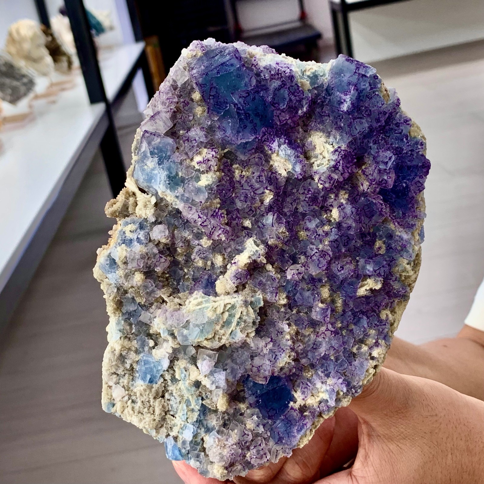 2.92LB Rare transparent purple-blue fluorite cube mineral crystal sample/China