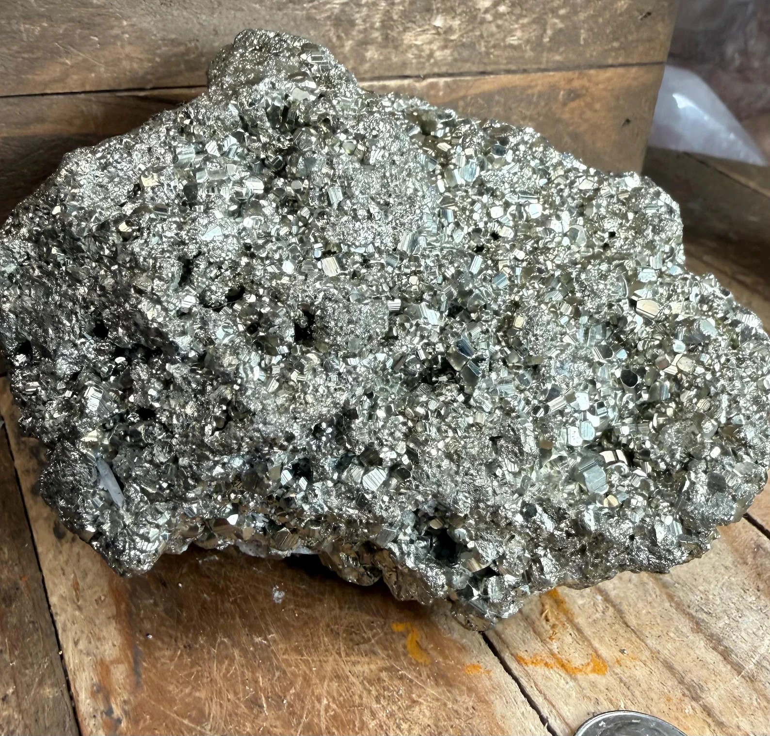 Peruvian Pyrite Specimen, Gleaming Crystal Cluster, Fool’s Gold 4.1 inch