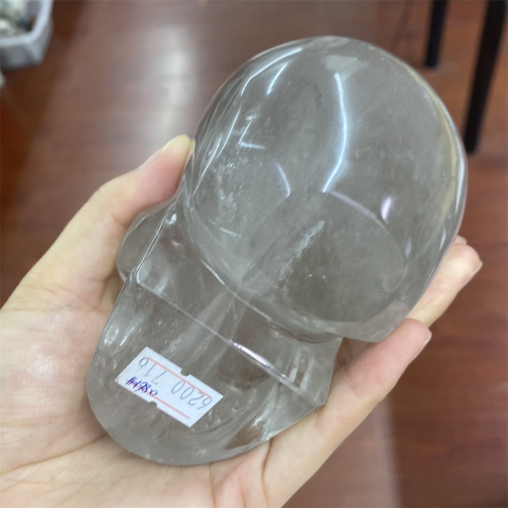1.9LB 4.2″Natural A+Smoky Quartz Skull Statue Crystal Carving Reiki Heal Decor