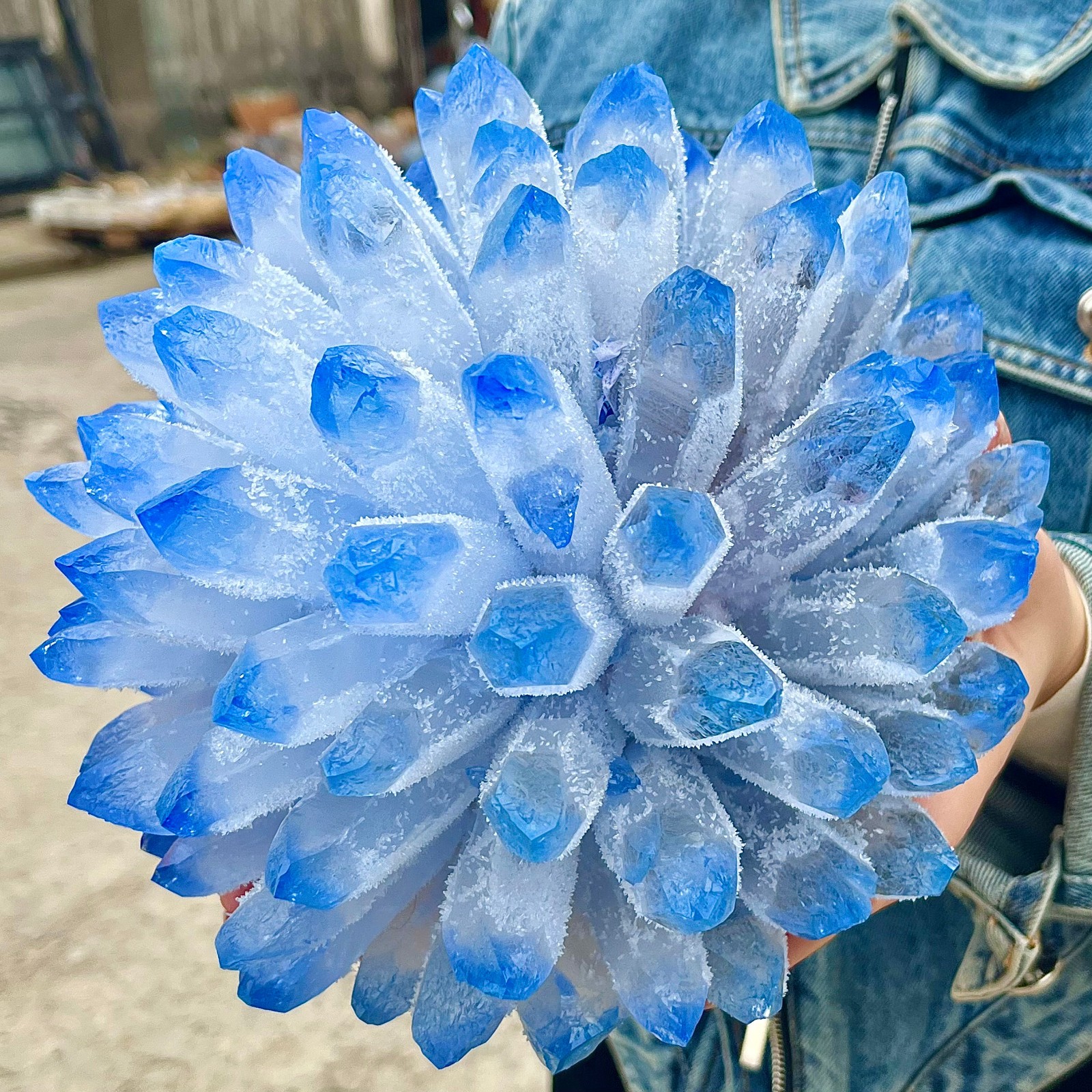 12.54LB eatiful blue Tibetan Ghost phantom Quartz Crystal Cluster Specimen