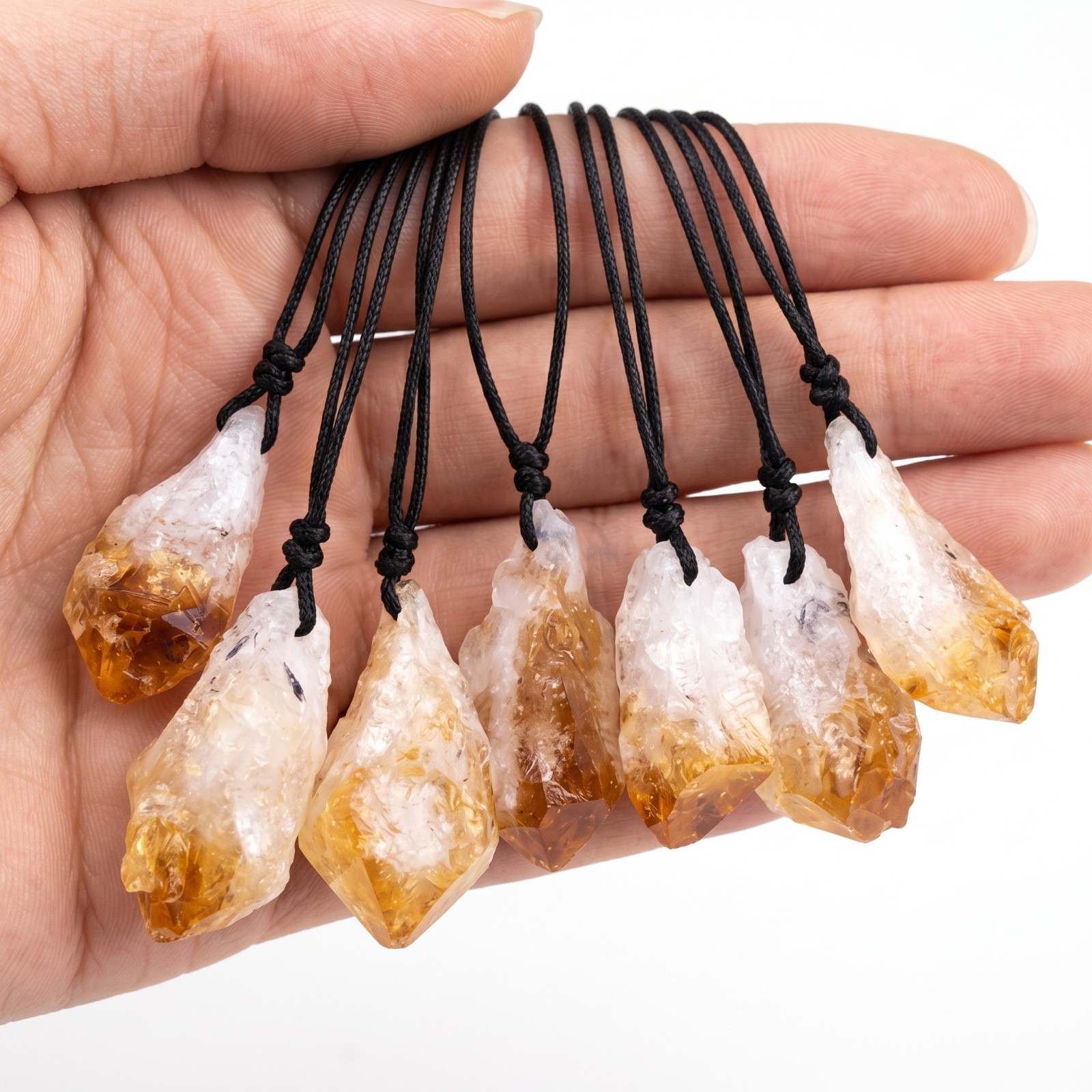 Natural Raw Citrine Crystal Pendant Necklace Healing Rough Gemstone Boho Jewelry
