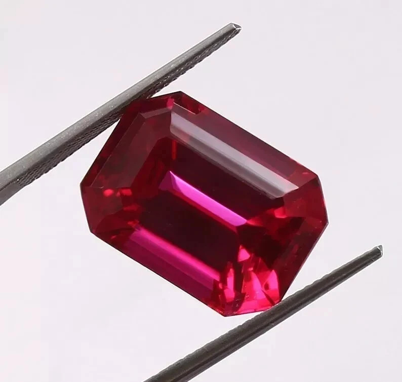 Certified Natural Burmese Flawless Red Ruby 10.75 Ct+ Emerald Cut Loose Gemstone