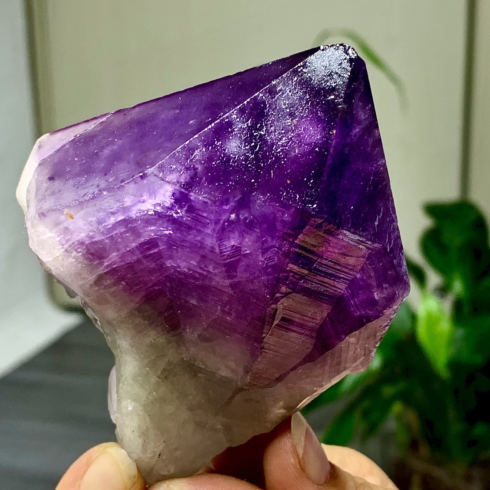323G Natural Amethyst Quartz Crystal Single-End Terminated Wand Point Healing