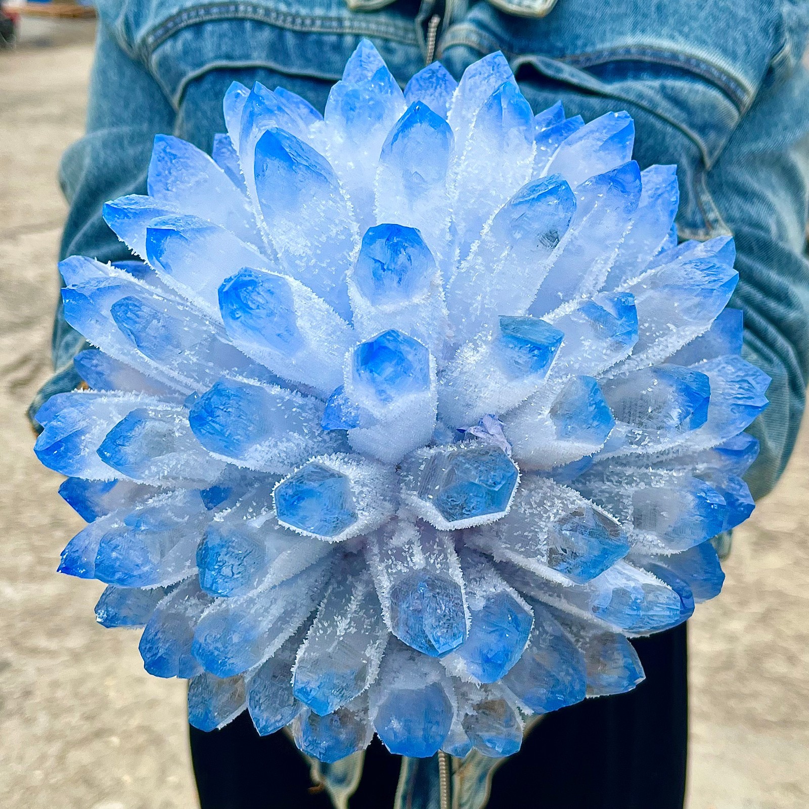12.54LB eatiful blue Tibetan Ghost phantom Quartz Crystal Cluster Specimen