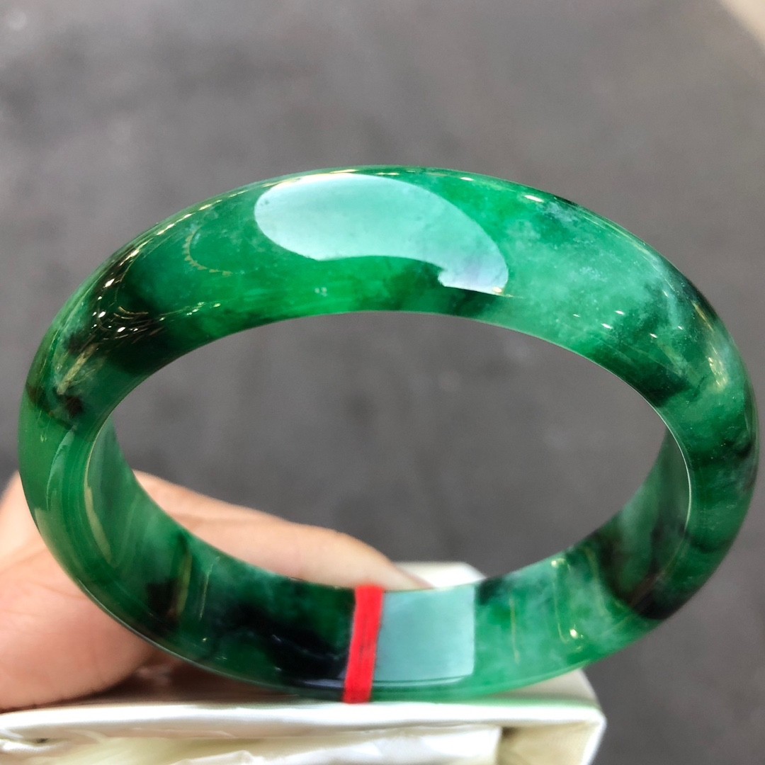 Certified Natural Grade AAA Ice Green Burmese Jade jadeite bracelet bangle 59MM