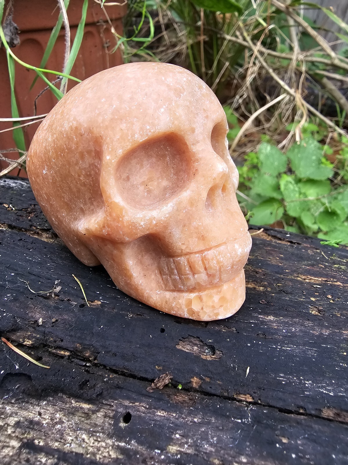 Sunstone crystal Skull Carving 379g 5.8x7x4.8cm Motivation Uplifting