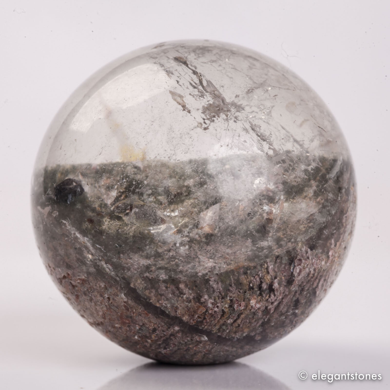 59g35mm Natural Garden/Phantom/Ghost/Lodolite Quartz Crystal Sphere Healing Ball