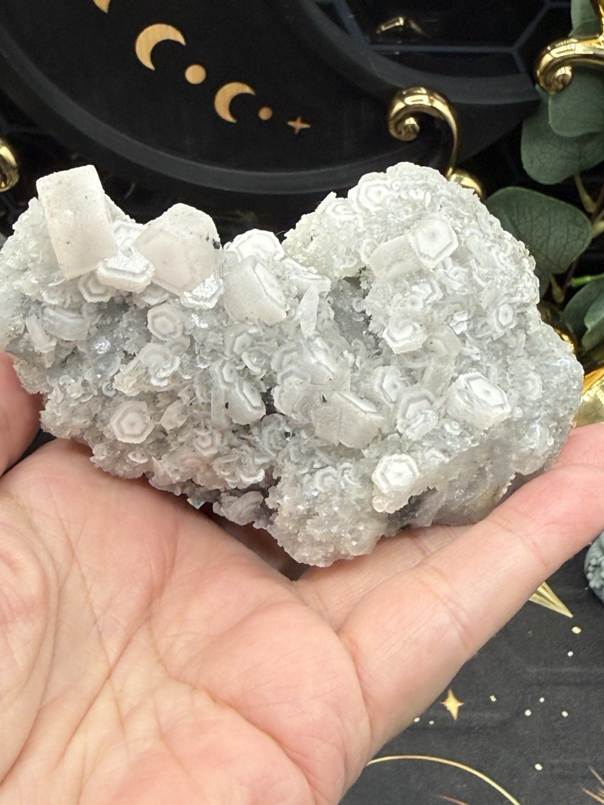 Natural Coin Calcite w/ green fluorite Specimen Uvreactive Free shipping