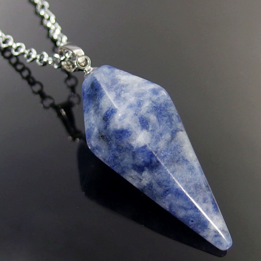 Cone Pendulum Natural Crystal Gemstone Hexagonal Point Pendant Energy Healing