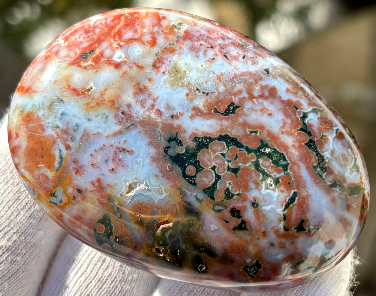 188g LOT 2 OCEAN JASPER 8th VEIN 8 PALMSTONE OJ PALM STONES STONE
