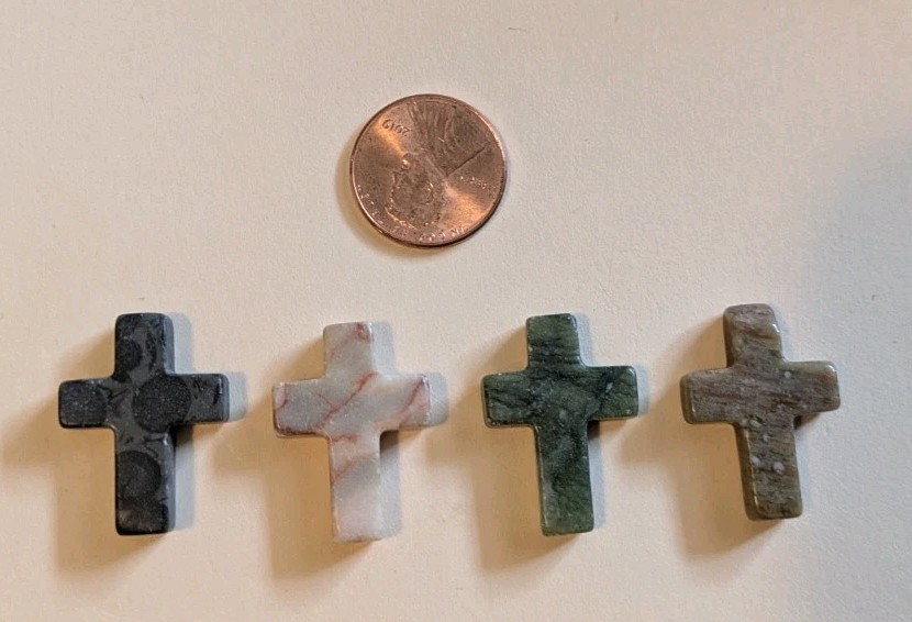 1″ Mini Crystal Crosses Natural Quartz Cross Shaped Worry Stones Charms – #11