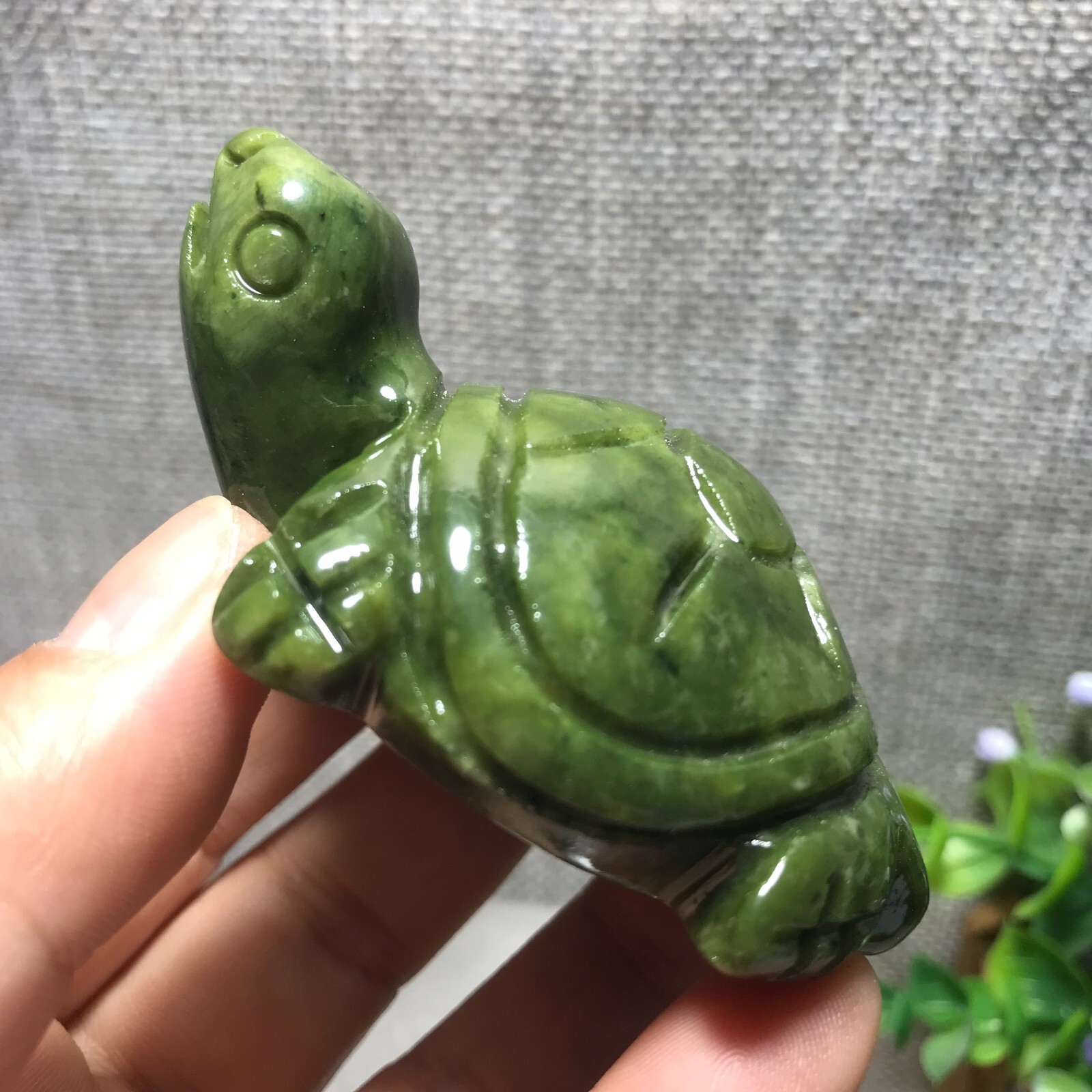 82g Natural Green jade carved Turtle quartz Crystal Tortoise 32