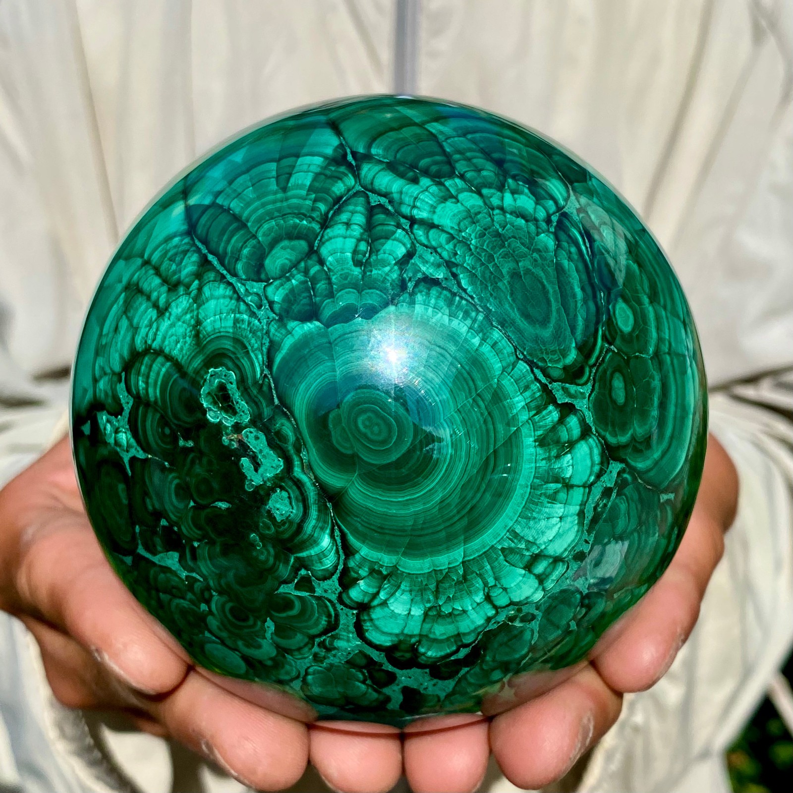 4.1LB Rare Natural Malachite quartz hand Carved sphere Crystal Healing