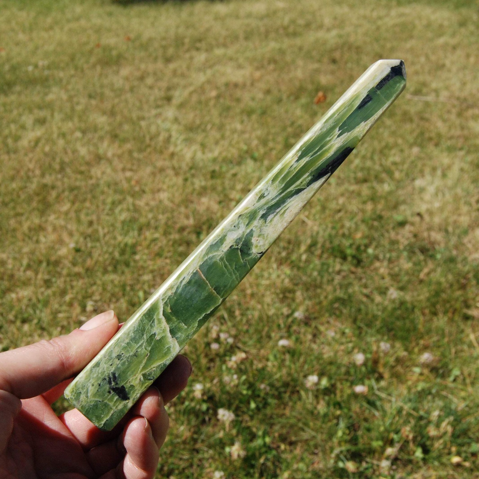 7.5″ Serpentine Crystal Tower Obelisk – 219g Stone of Transformation, Stability
