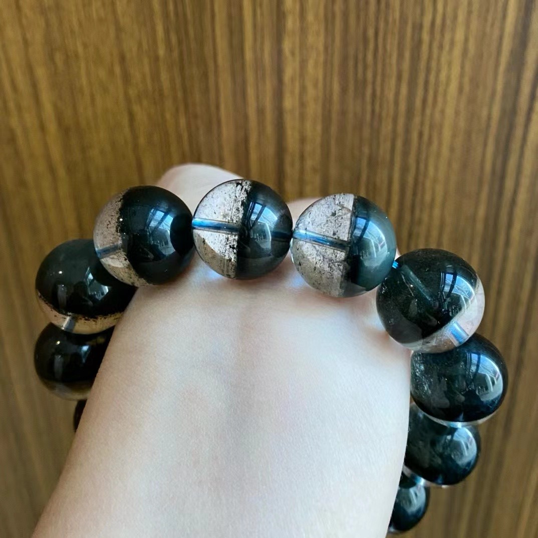 17MM top！ Natural green Ghost Phantom quartz crystal energy bracelet