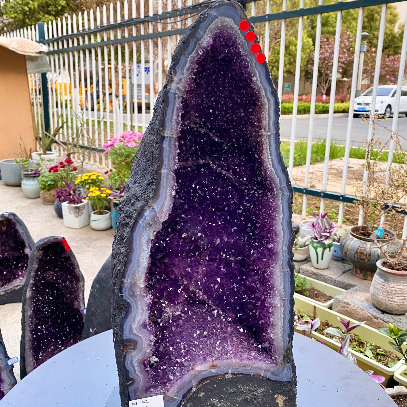 46LB Natural Amethyst Geode Quartz Crystal Cluster Cathedral Energy healing