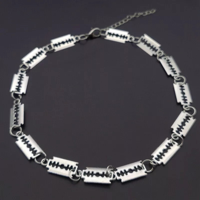Fashion Jewelry Silver Barbed Wire Brambles Razor Blade Choker Necklace 1PC
