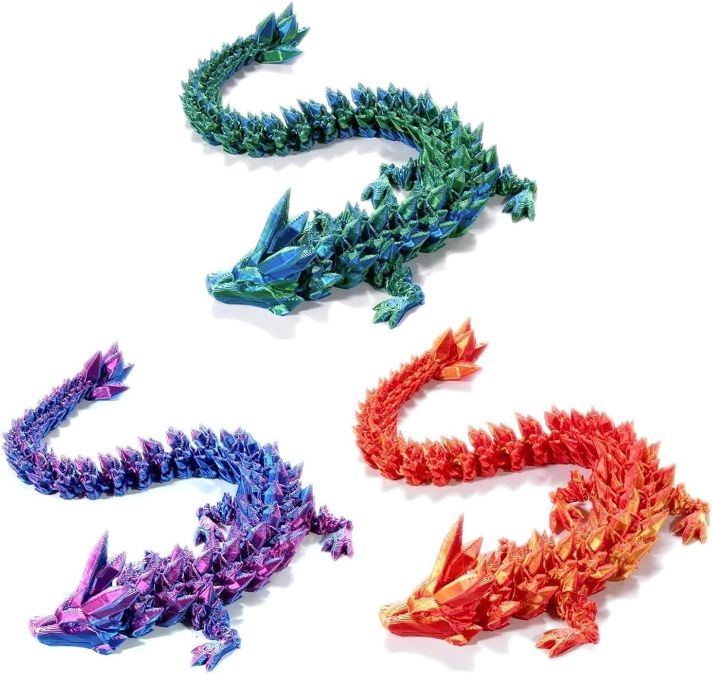 3D Printed Crystal Dragon 12In 3Pcs-Perfect Basket Essentials Stuffers, 3D Pr…