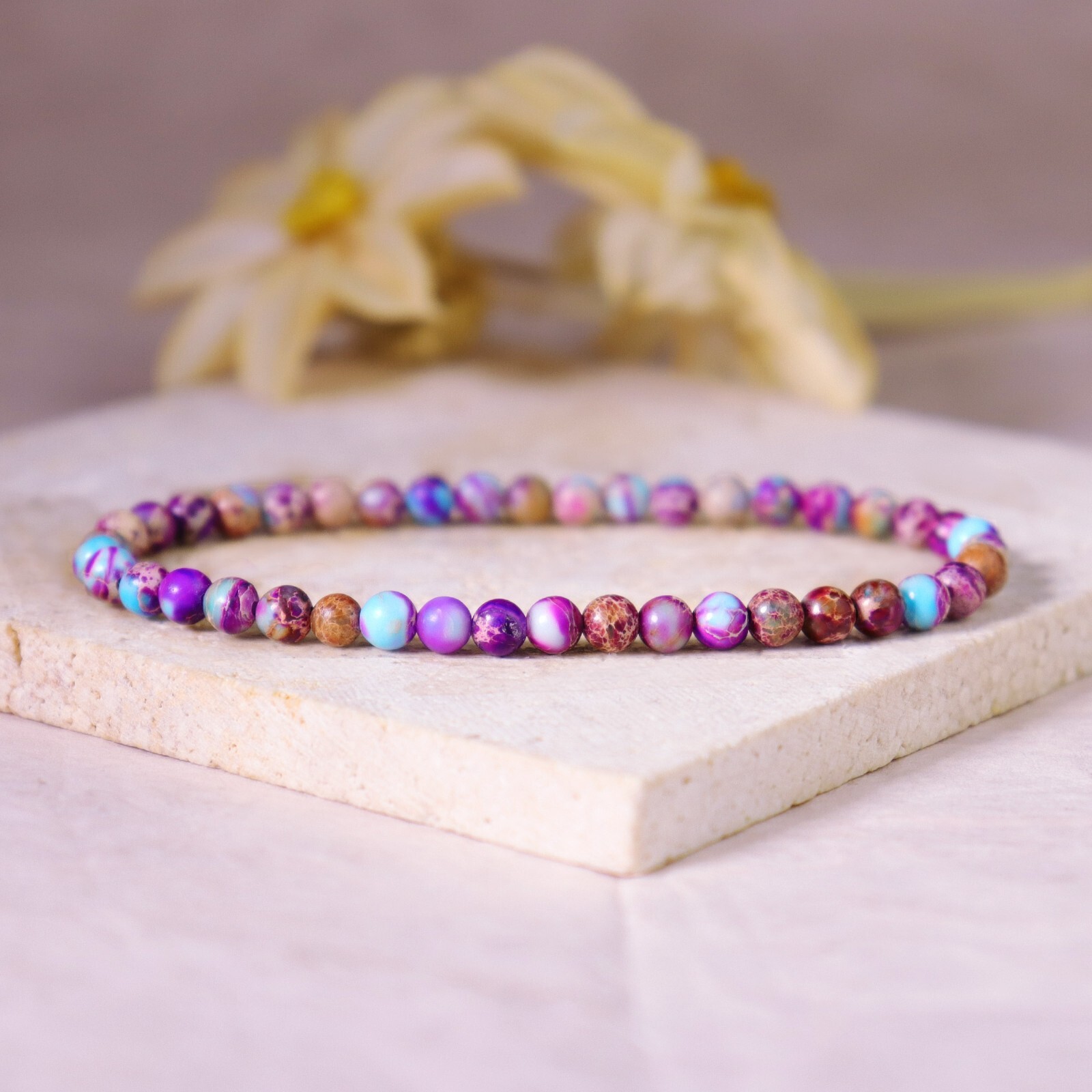 Handmade Grade A++ Gemstone 4mm Round Bead Stretchy Bracelet Reiki Chakra Unisex