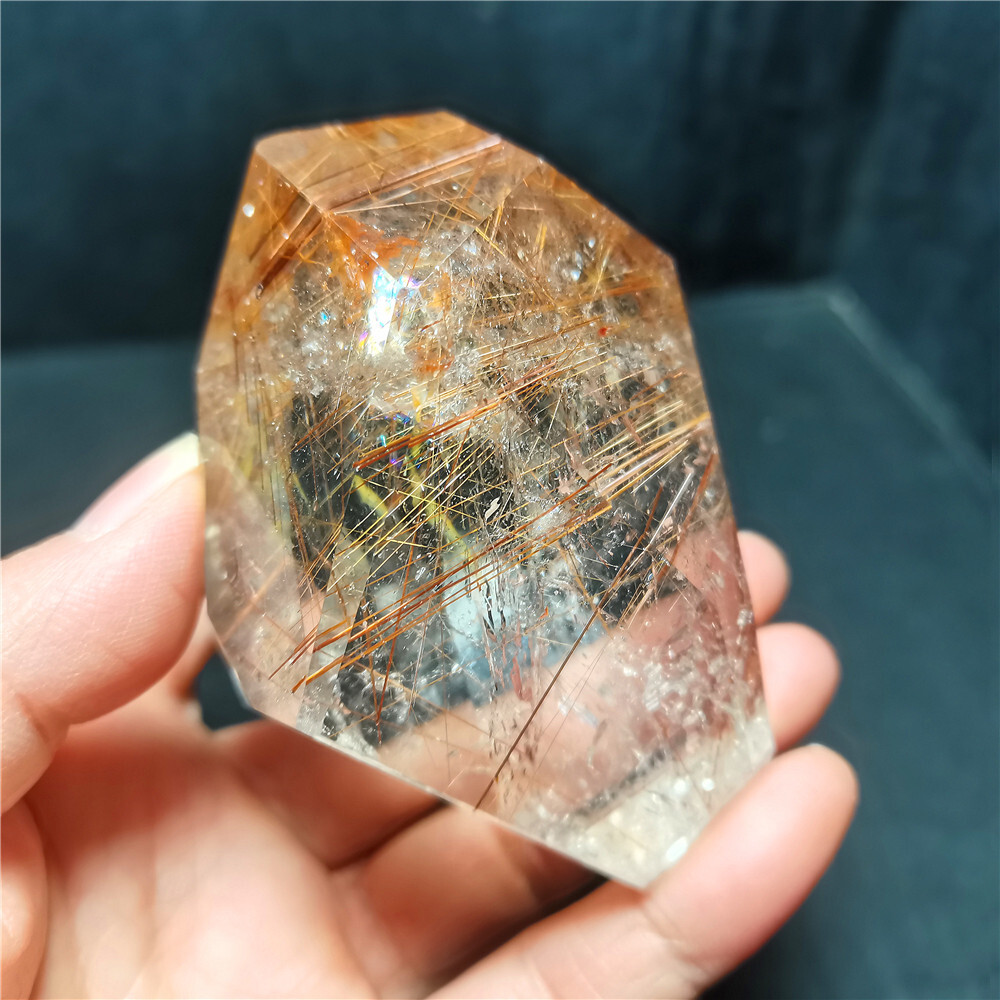 Rare Clear Golden Rutilated Inclusions Stone Gold Needles Stone specimen CY07
