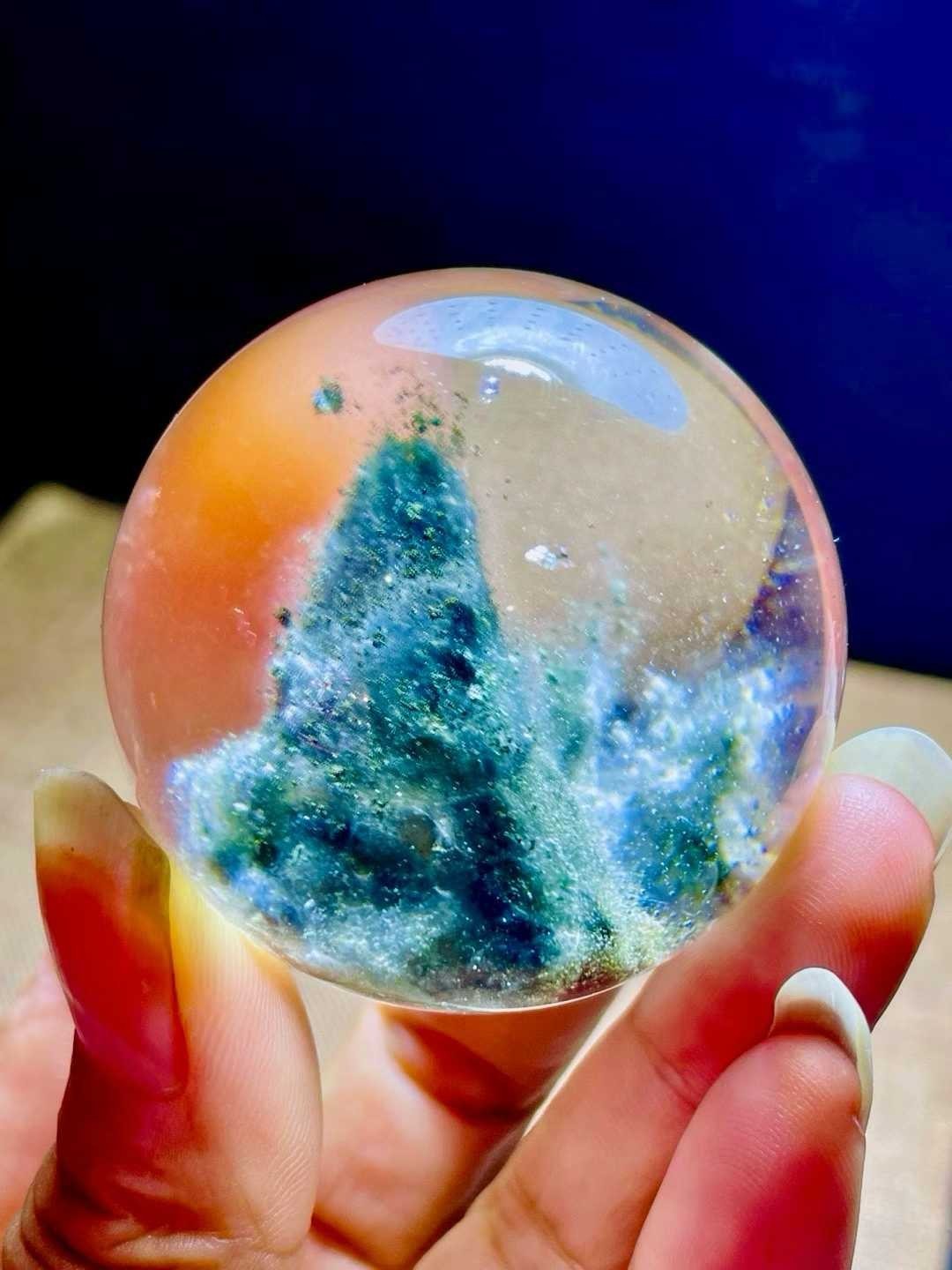 48mm Natural Garden Crystal sphere Phantom Mountain quartz polished ball Reiki