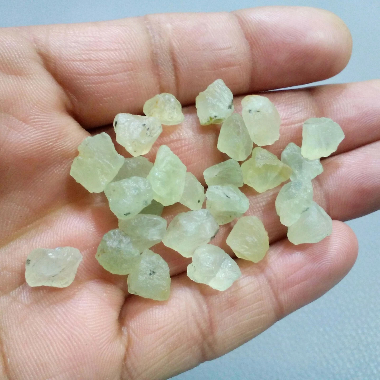 Beautiful Green Prehnite Raw 31 Piece Huge Green Prehnite Crystal Rough Jewelry