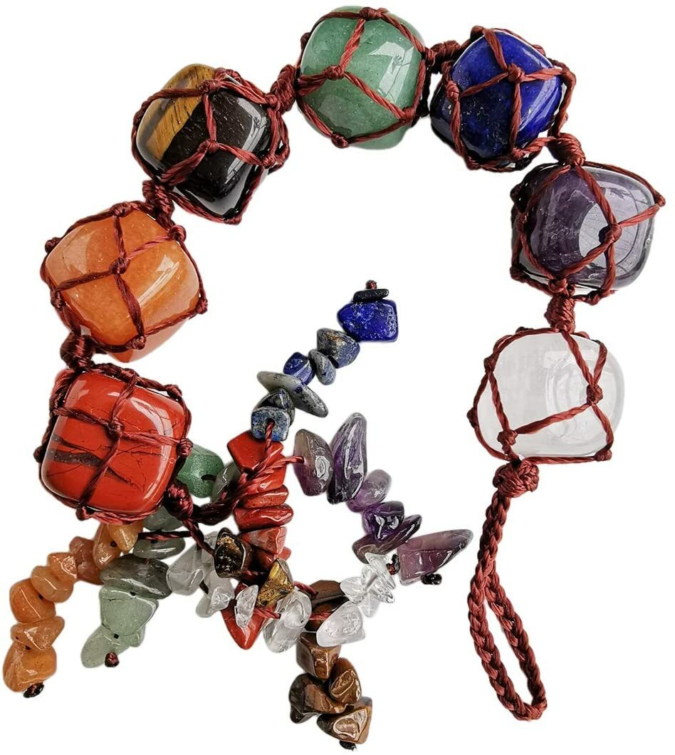 7 Chakra Gemstone Ornament Tassel Shui Hanging Feng Stones Home Cars Decor A#
