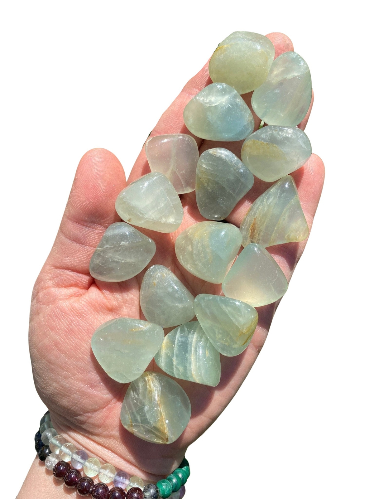 Lemurian Aquatine Calcite Tumbled Stone from Argentina, Polished Crystal