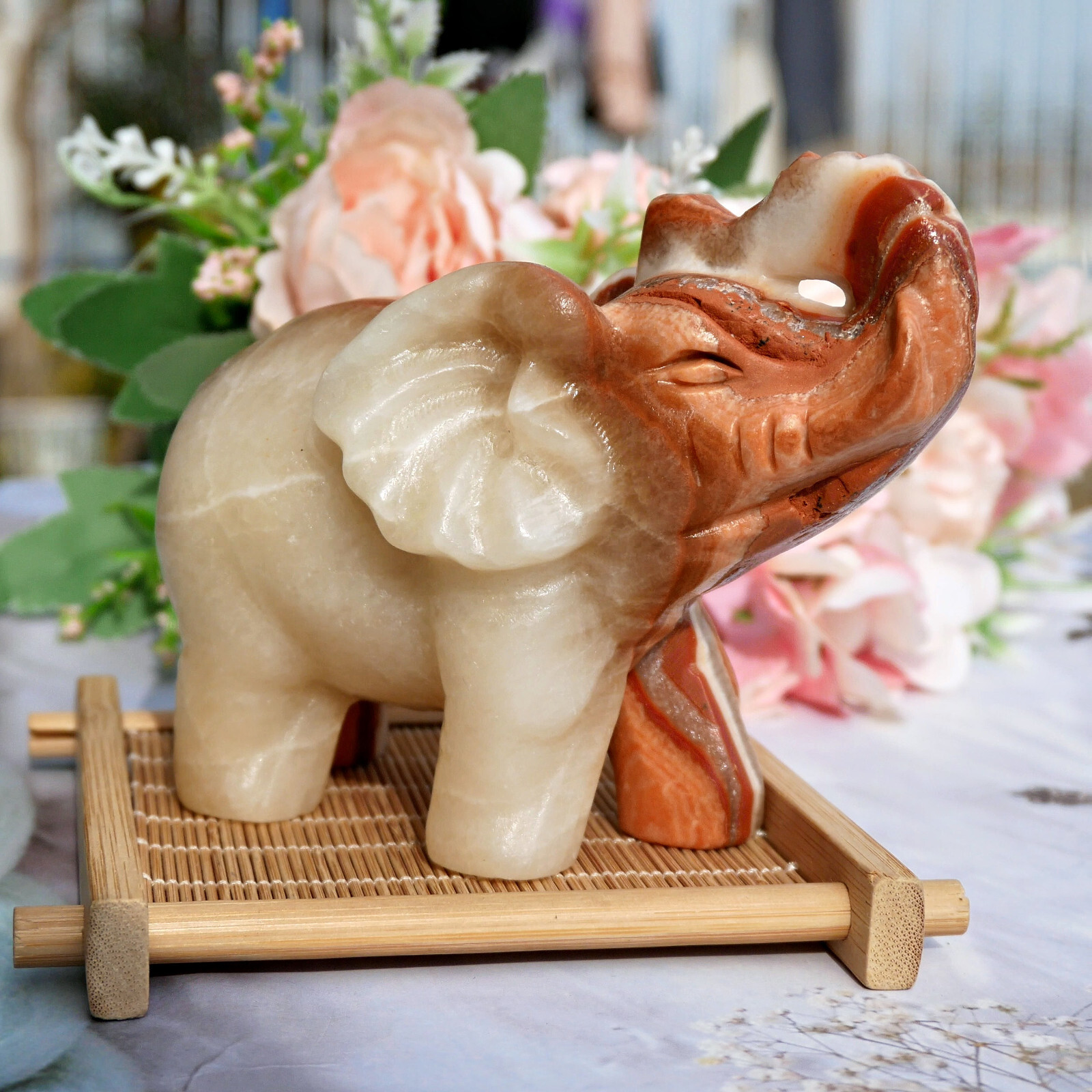 5″ Afghan Jade Elephant Statue Natural Stone Carving Luck Prosperity Feng Shui