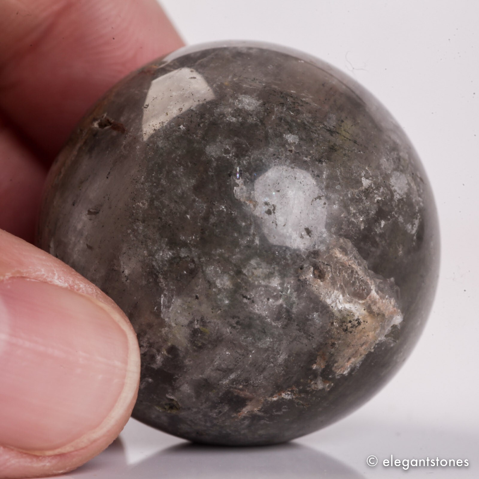 53g34mm Natural Garden/Phantom/Ghost/Lodolite Quartz Crystal Sphere Healing Ball