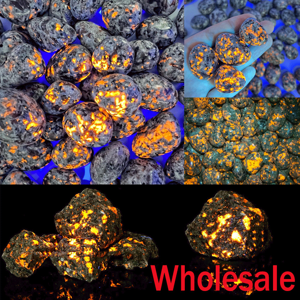 99% Lots “Raw” “Polished” Tumbled Yooperlite Flame Fire Stone Crystal Glowing