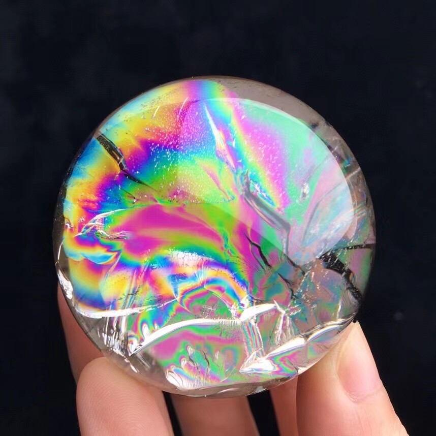 Top Natural Clear Quartz Sphere Rainbow Crystals Ball Healing 170g/5cm