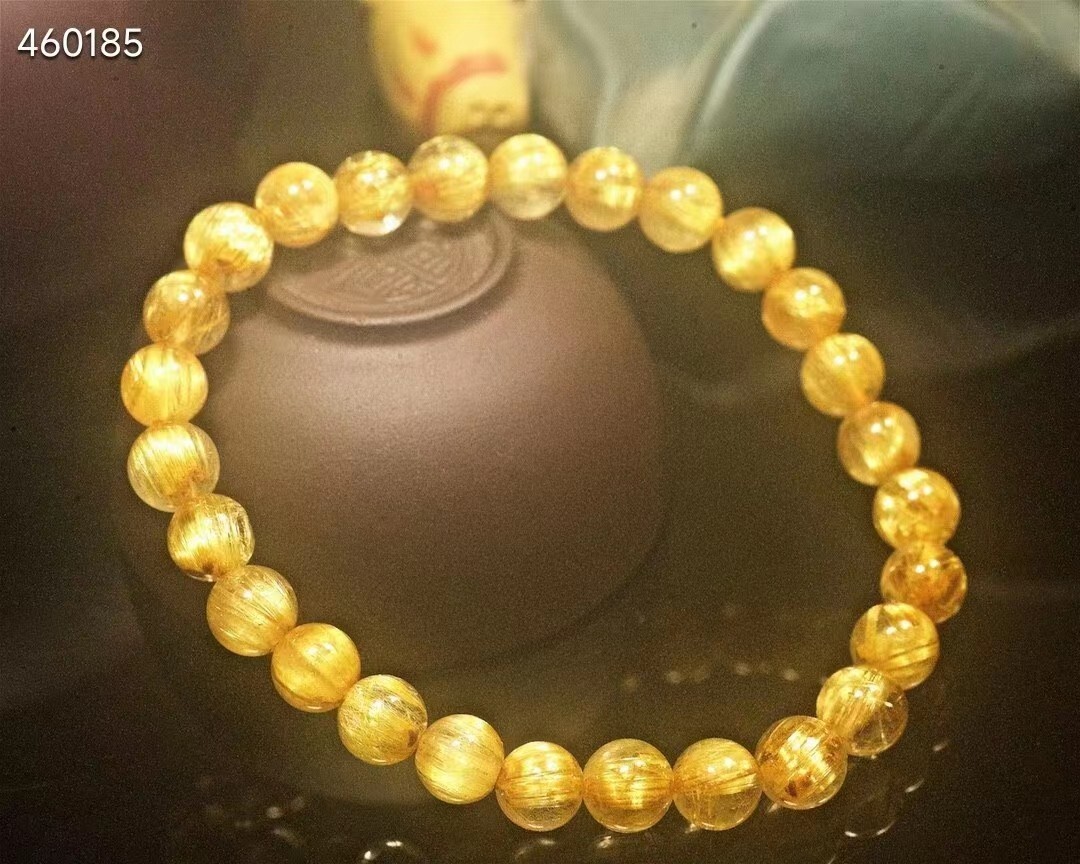 Fashion Design Natural Gold Rutilated Quartz Round Beads AAAA 7mm