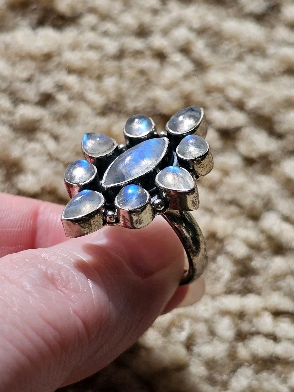 Sterling Silver Moonstone Ring, Size 5, Crystals & Stones, Mineral Specimen