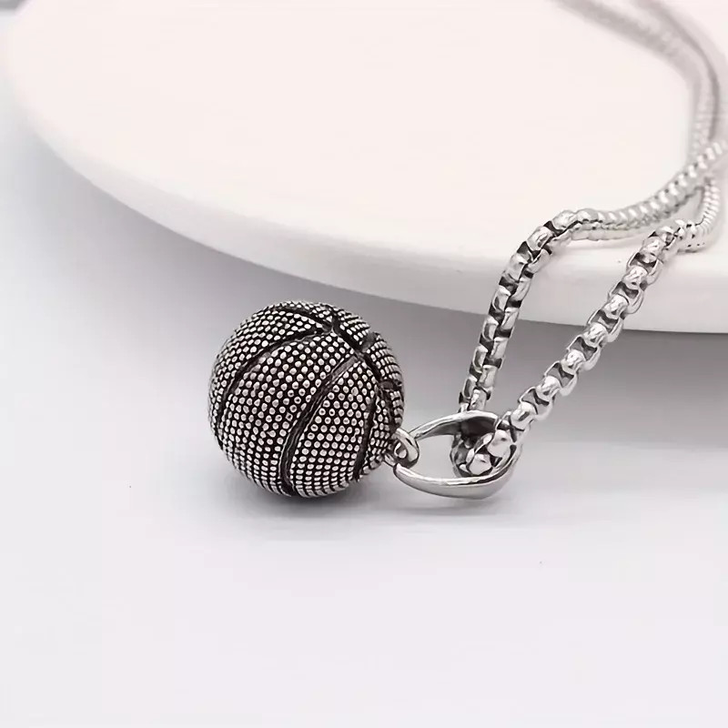 Fashion Jewelry Silver Basketball Pendant Necklace Chain 1PC