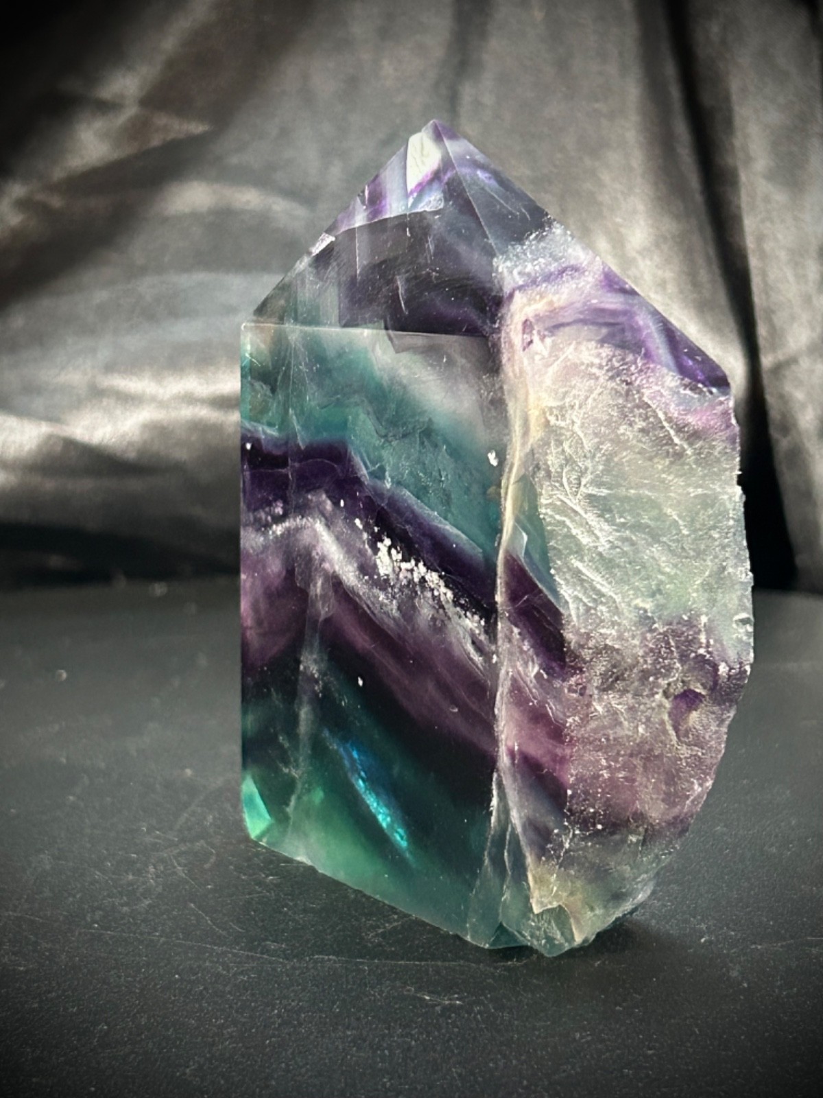 3.26″ Rainbow Fluorite 4 Polished Side/1 Raw Side Tower 8.3oz (241 grams)