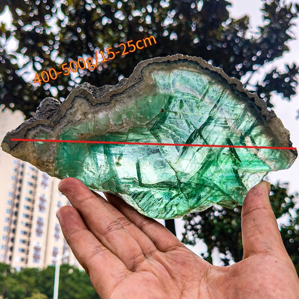 Rare Green Fluorite-Pyrite Slice Crystal Slab Quartz Mineral Healing Gift Decor