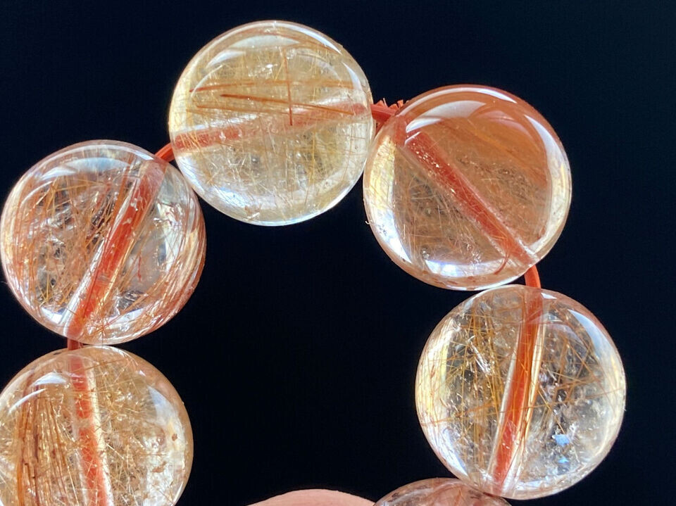 13mm Natural Rare yellow Rabbit hair Crystal Round Beads Bracelet AAA24047