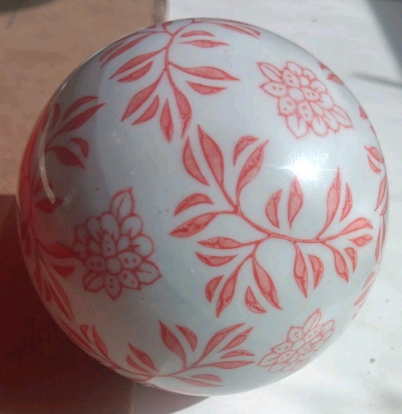 Pink & White Floral Porcelain Carpet Balls Decor Ceramic Porcelain