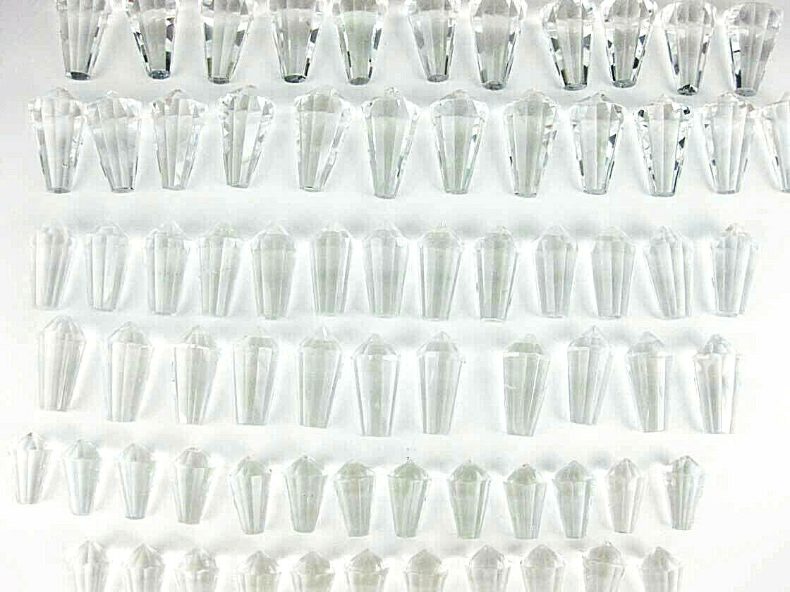 Faceted Icicle Drop Prism Crystals Mixed Lot/Sizes (71 pc) Flat Top No Holes