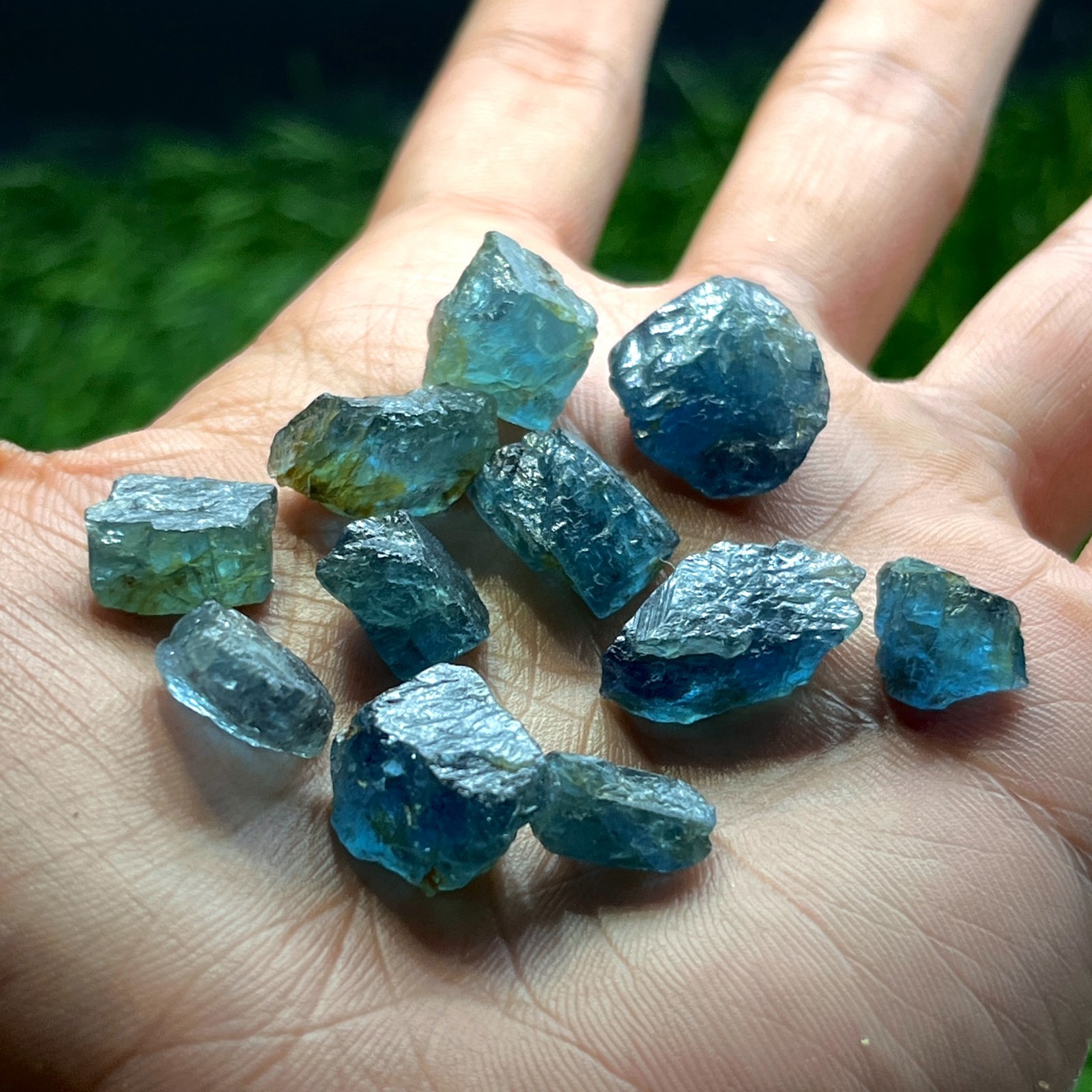 85 Ct Natural Santa Maria Aquamarine Rough Lot 11 Deep Blue Green Beryl Crystals