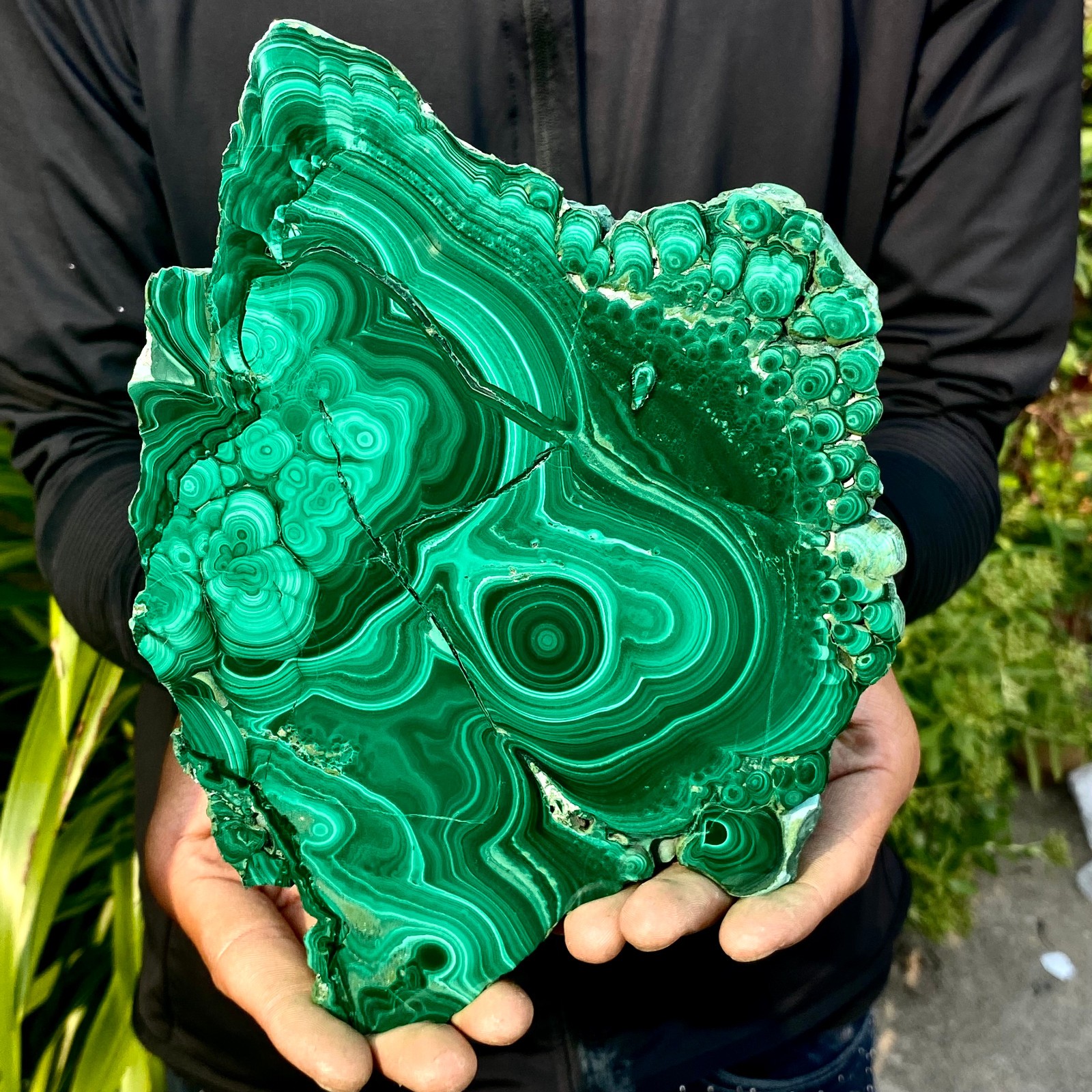 2.6LB Natural malachite slice quartz crystal luster mineral specimen