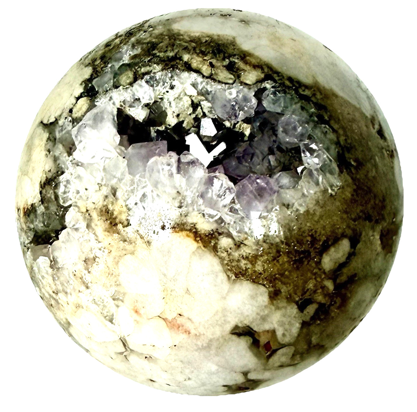 966mm Pink Amethyst Cluster Flower Agate Sphere UV Reactive