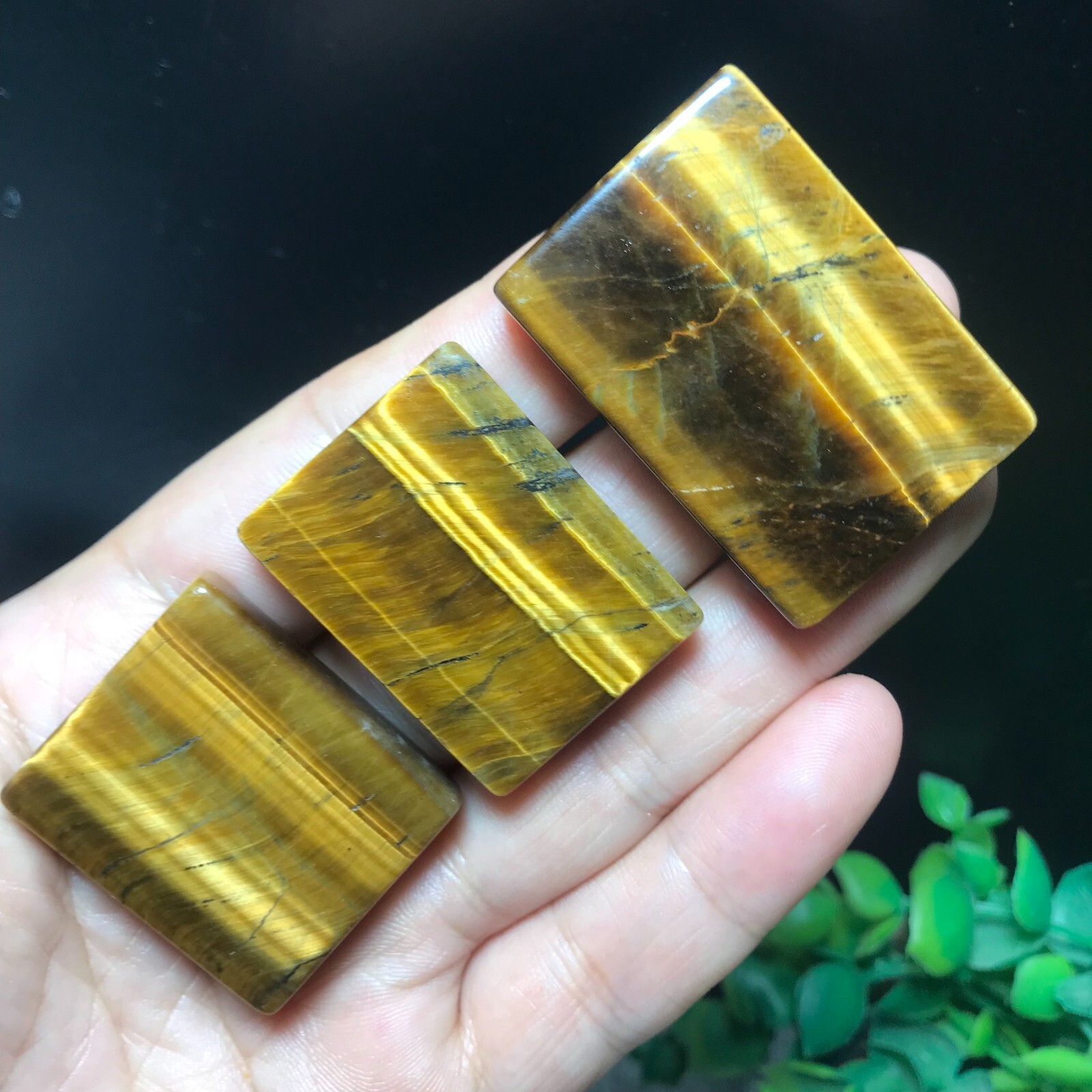 3pcs 58g Natural Tiger Eye Gemstone rectangular pendant 865