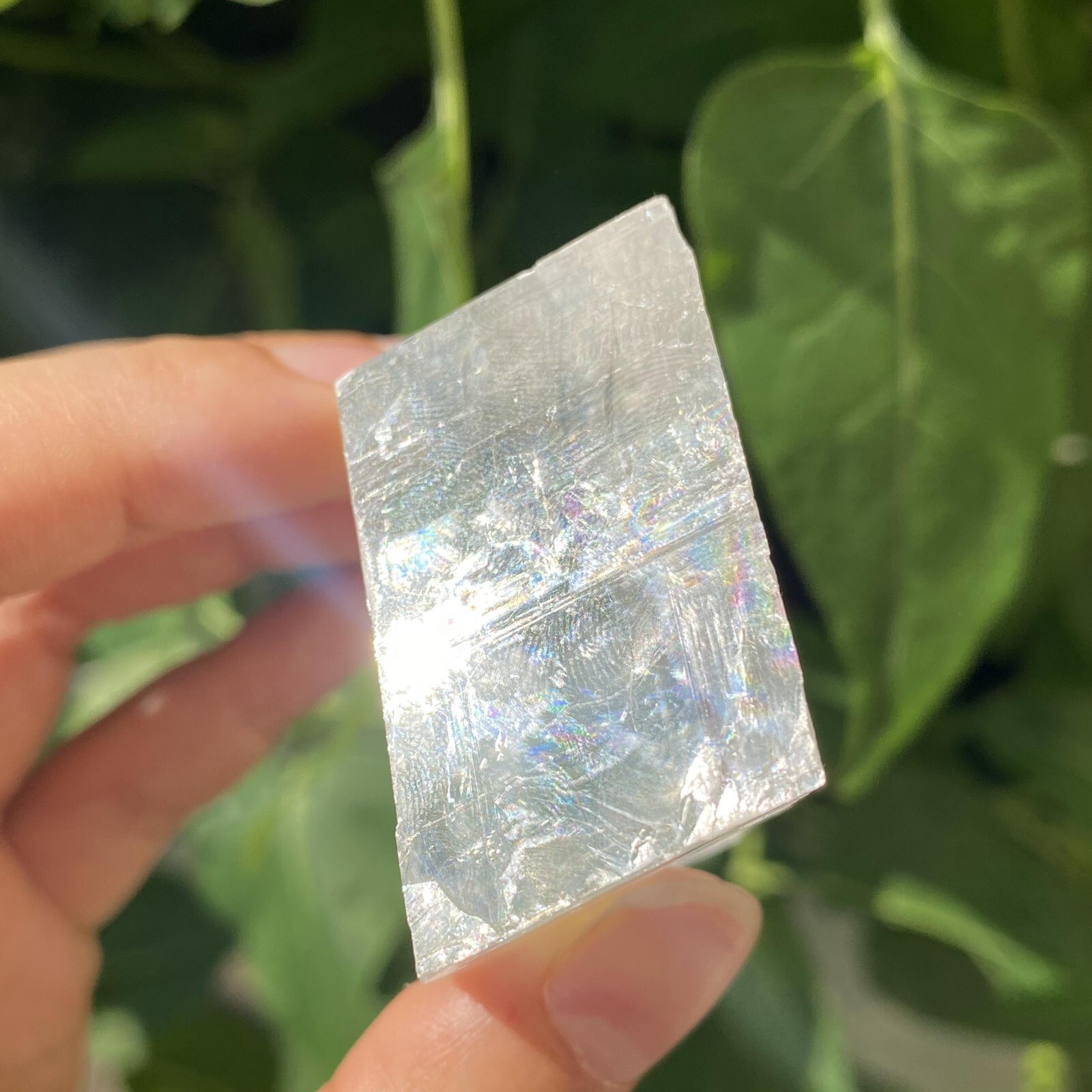 102g Natural Rainbow White Calcite Cube Specimen Crystal Quartz Healing Reiki
