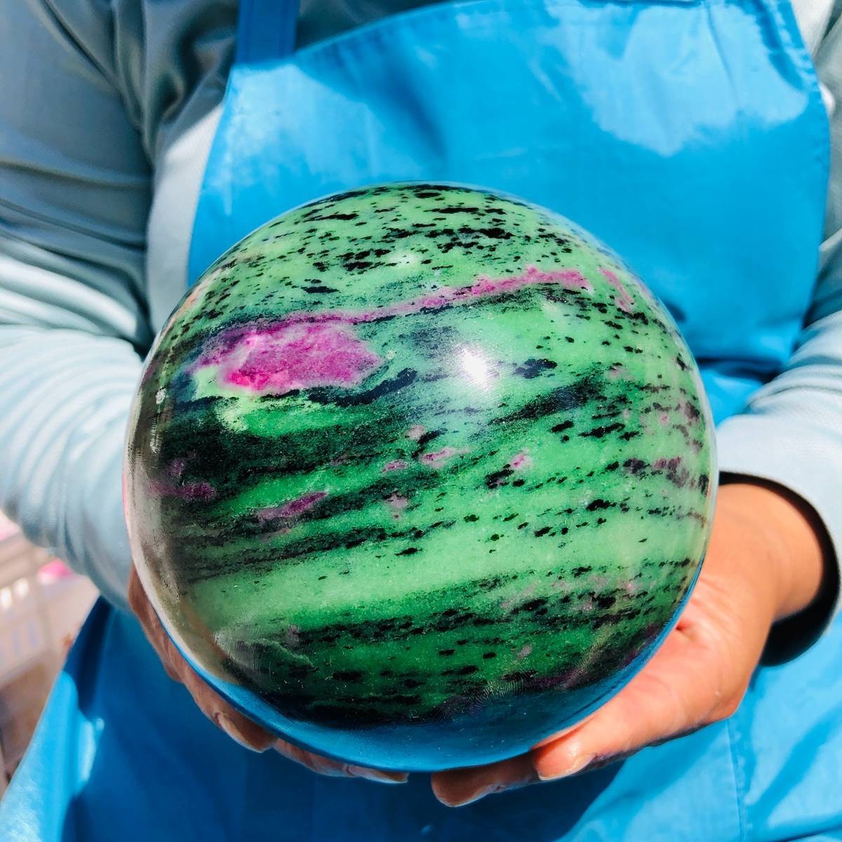 7.28LB Natural green Ruby zoisite (anylite) crystal ball sample Healing